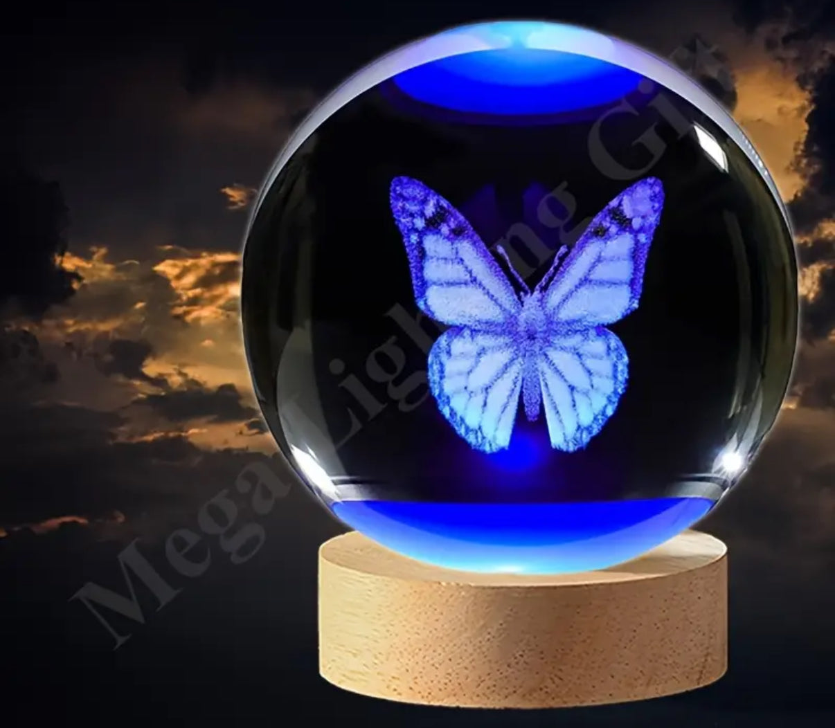 Colour changing butterfly glass ball lamp