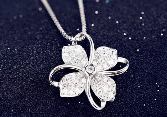 925 Sterling Silver Flower Necklace