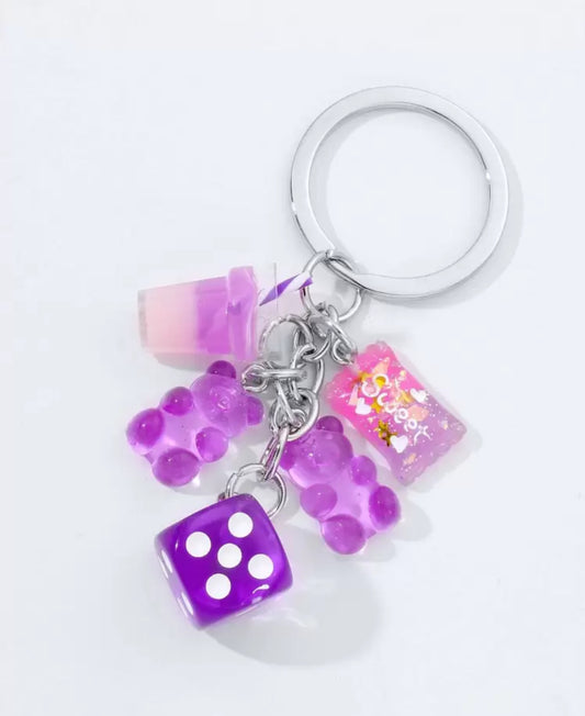 Dangling Dice Keyring- Purple