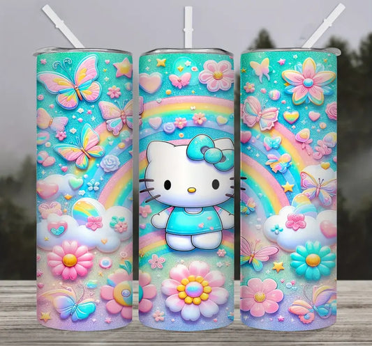 20oz stainless steel tumbler - kitty