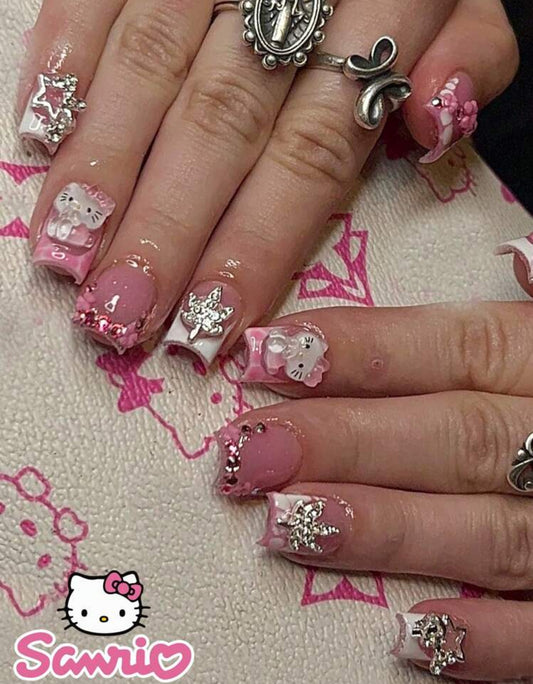 24pcs kitty press on nails