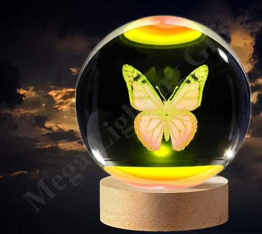 Colour changing butterfly glass ball lamp