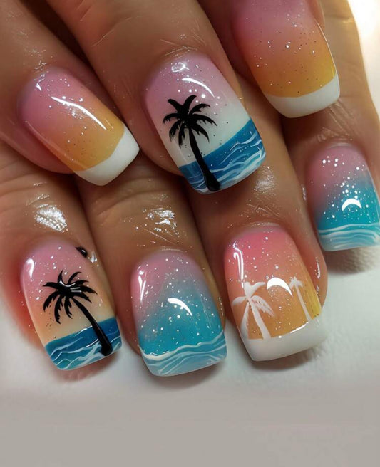 Beach summery press on nails