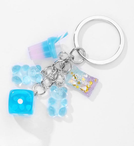 Dangling Dice Keyring - Blue