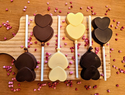 Double Heart Chocolate Lolly