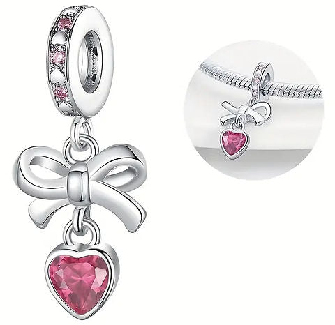 Bow heart charm